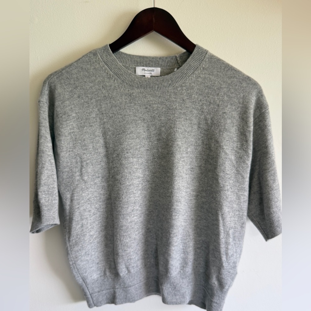 NWT Madewell 100% Cashmere Relaxed Sweater Tee Gray S $148